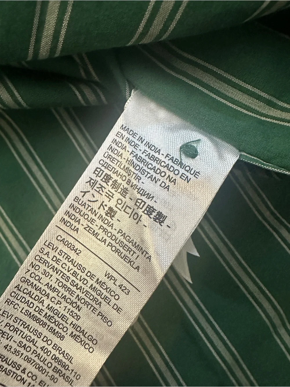 Levi's Relaxed Crop Casual Formal Button-Down Shirt Men’s Sz M Striped Green
